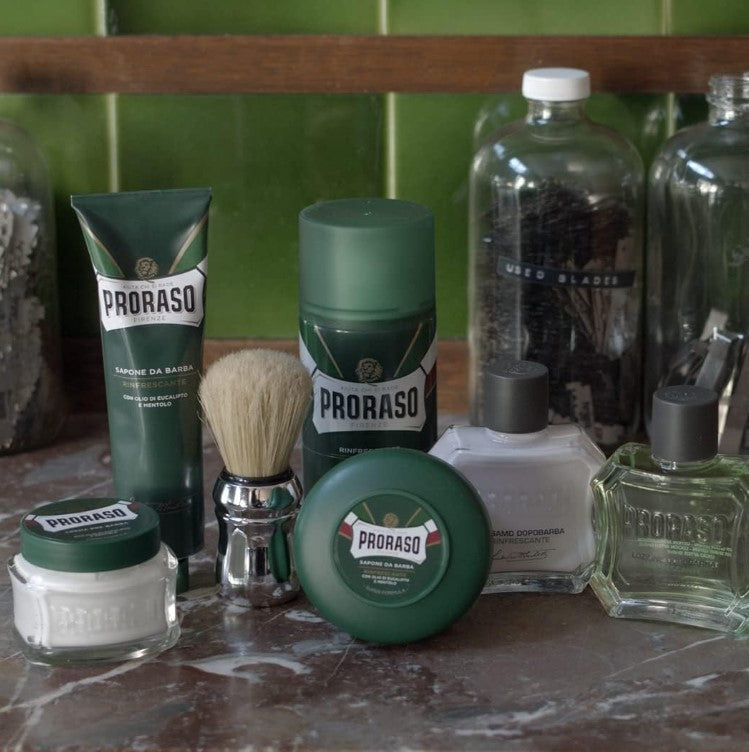 Proraso shaving soap cream 150ml green bowl x 3   jar / tub Menthol and Eucalyptus