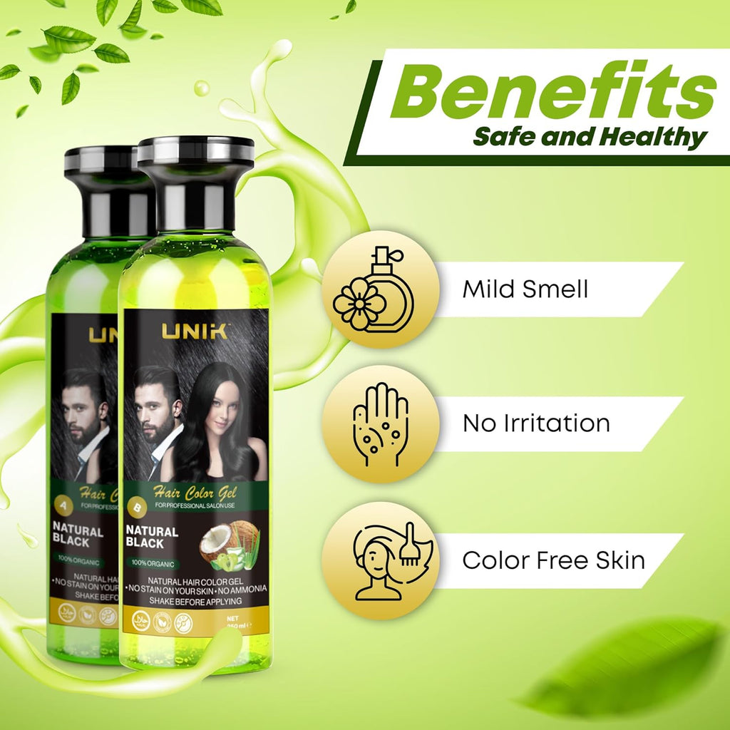 UNIK PROFESSIONAL HAIR COLOR GELDARK BROWN/ NATURAL BLACK  No Color to the Skin - No AMONIA free delivery