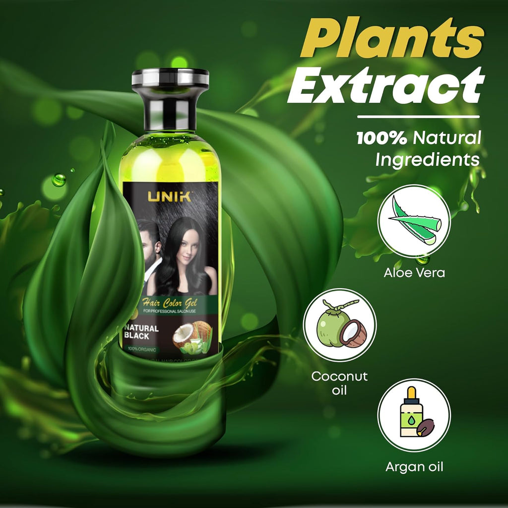 UNIK PROFESSIONAL HAIR COLOR GELDARK BROWN/ NATURAL BLACK  No Color to the Skin - No AMONIA free delivery