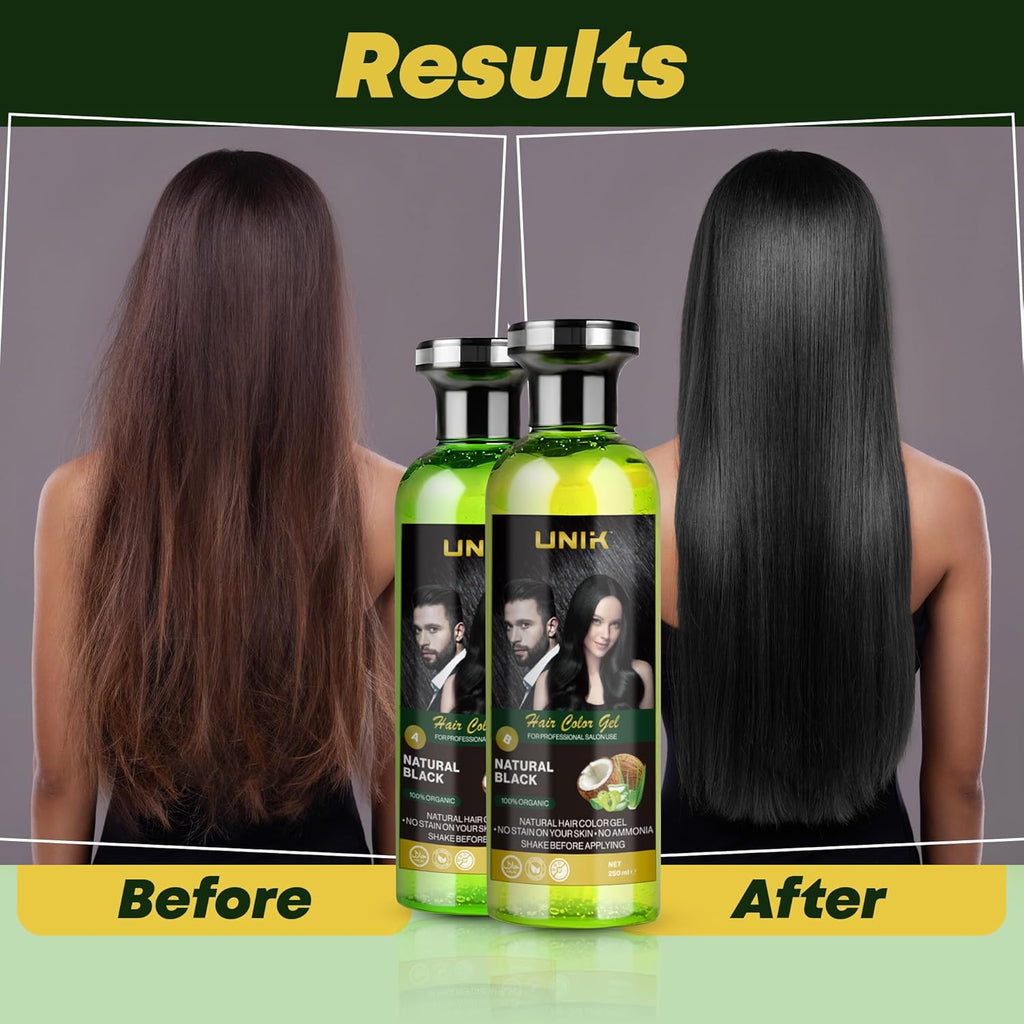 UNIK PROFESSIONAL HAIR COLOR GELDARK BROWN/ NATURAL BLACK  No Color to the Skin - No AMONIA free delivery