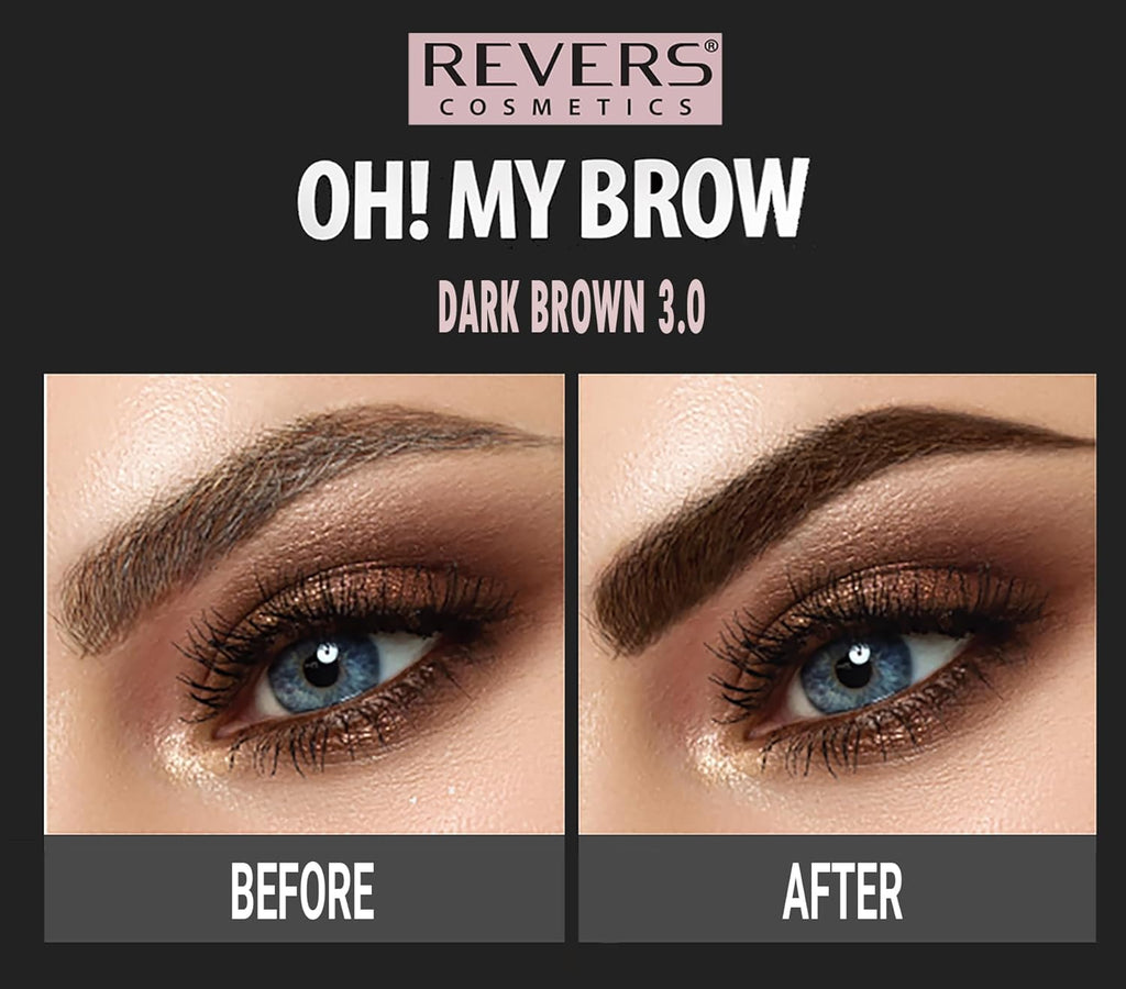 REVERS COSMETICS Eyebrow Dye Kit Dark Brown Ammonia Free, Brow Tint with Argan Oil and Castor Oil, Salon Quality, Natural Result, Lasts Up to 4 Weeks, Up to 15 Applications