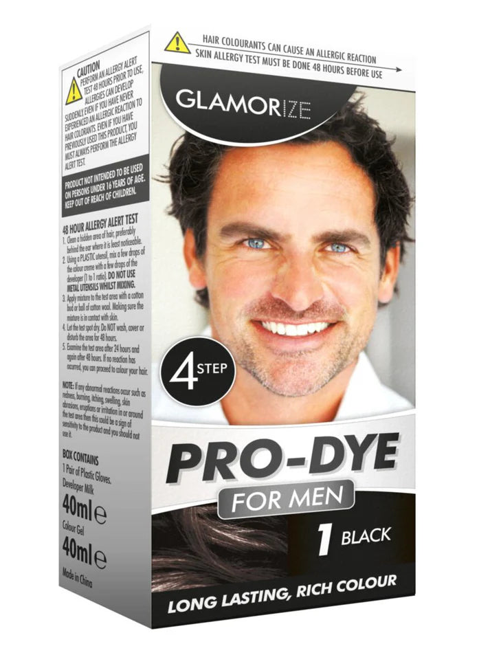 Glamorize Pro Dye Creme Colour Hair Dye for Men Shade, 1 - Black
