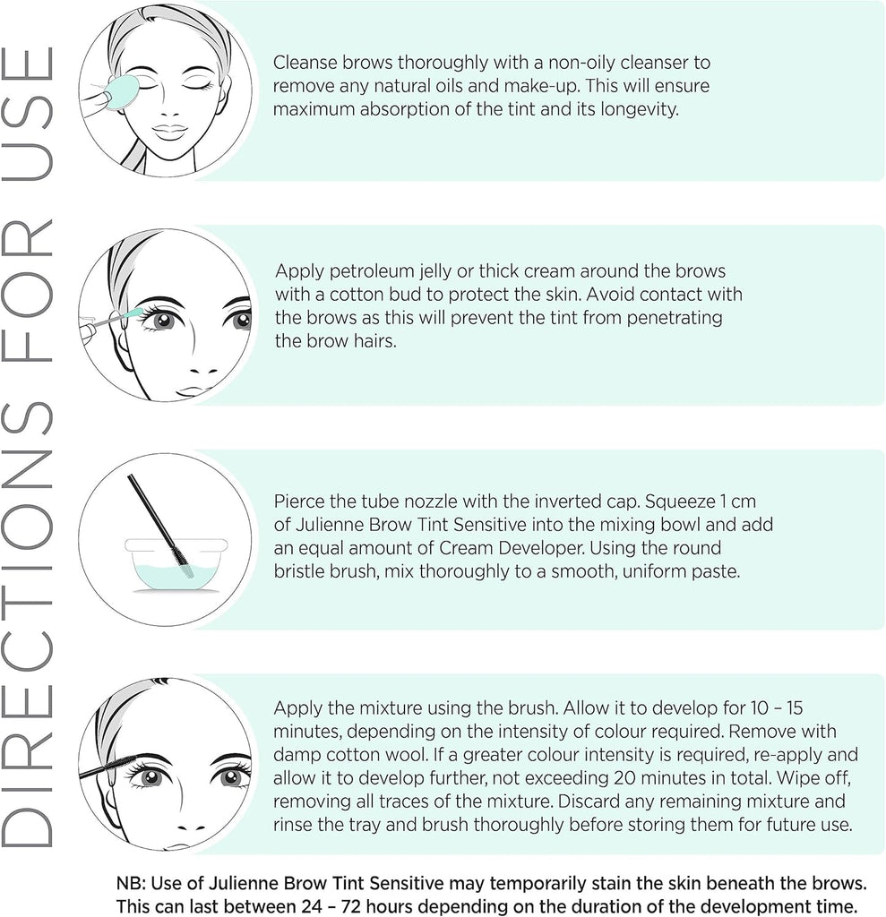 Julienne Brow Tint Kit Sensitive - Dark Brown full kit