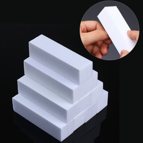 White Nail Block Buffer Acrylic Sanding 100/ 100 Grit