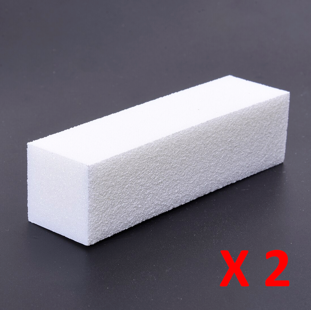 White Nail Block Buffer Acrylic Sanding 100/ 100 Grit