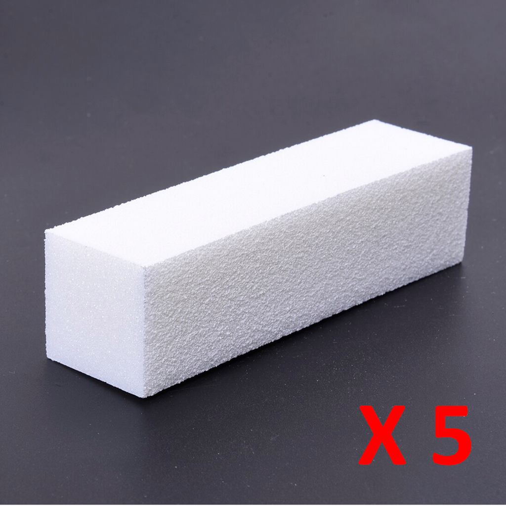 White Nail Block Buffer Acrylic Sanding 100/ 100 Grit